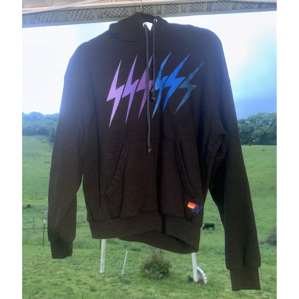 Aviator Nation Lighting Bolts Hoodie Sweatshirt USA Gray Size‎ XSmall Adult RARE